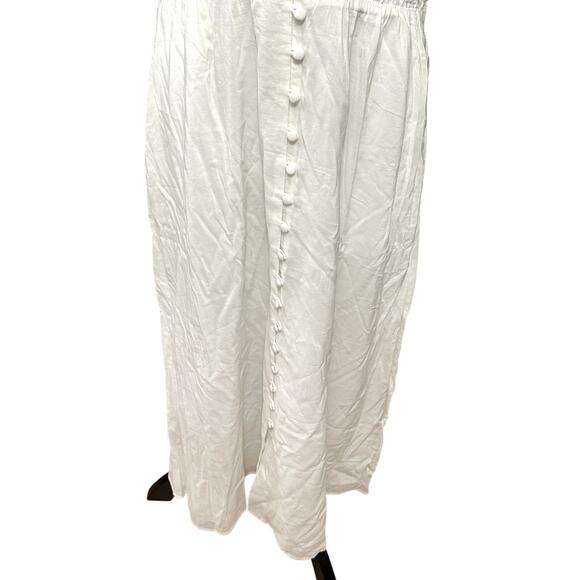 Reformation Midi Dress V Neck Full Button Embroidered Floral White Blue 4 NWOT - Picture 5 of 11